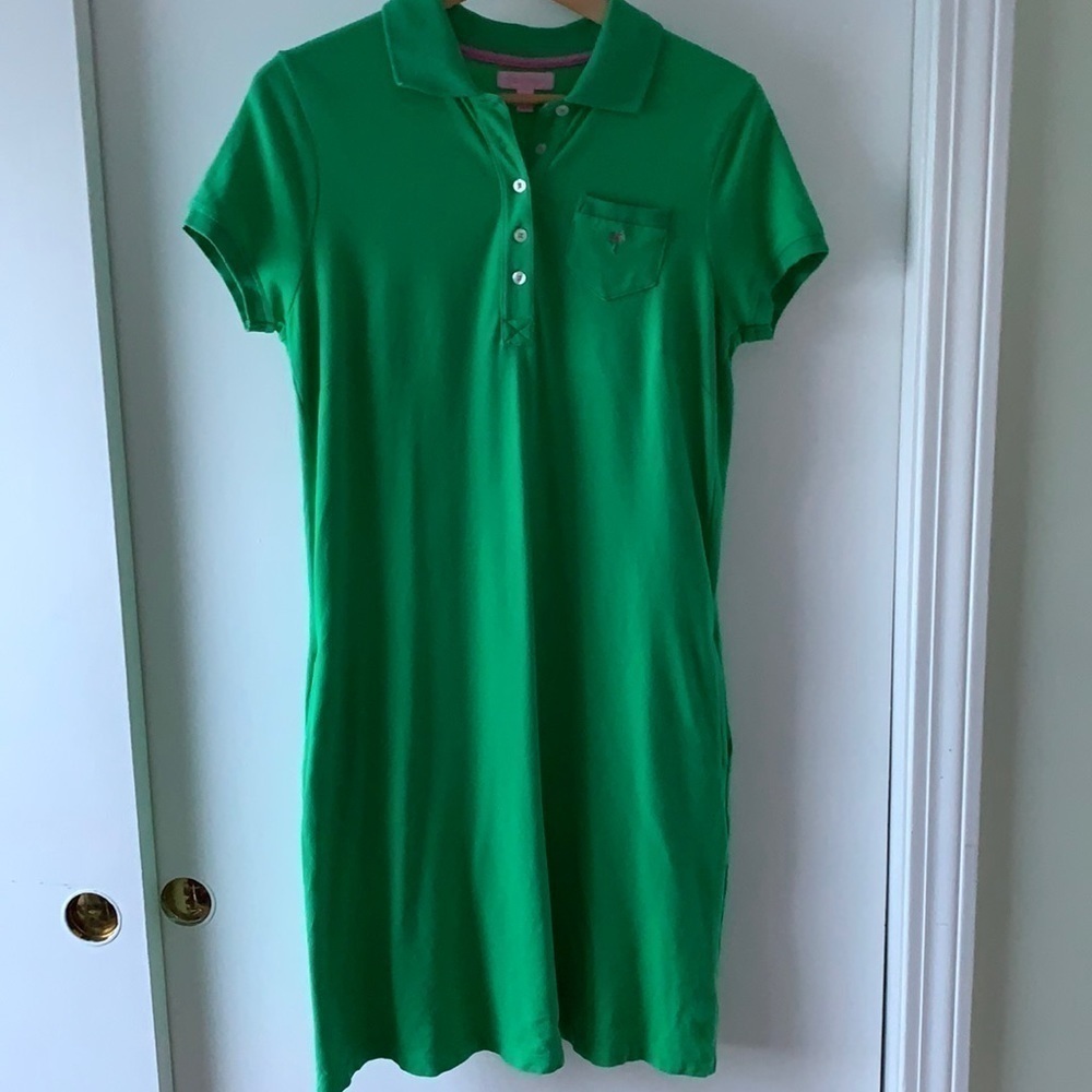 Lilly Pulitzer Island Pique Green Polo Dress S